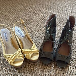 Lot American Eagle Yellow Slingback Wedge Sandals

Lace-Up Peep Toe Ankle Wedges